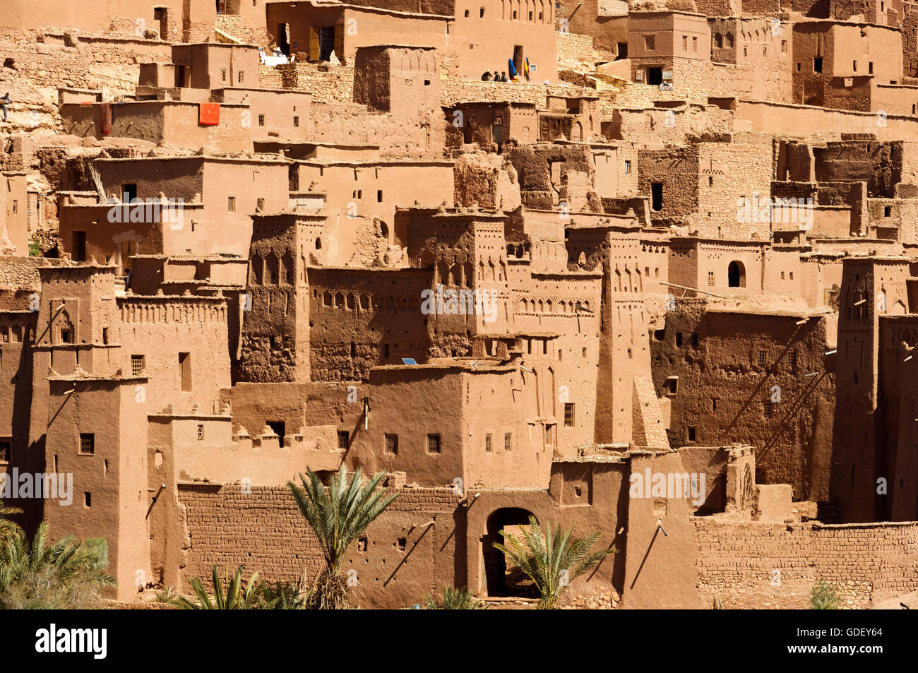 Marruecos, África Kasbah Ait Benhaddou, la UNESCO Weltkulturerbe, Ouarzazate, el Valle de las Kasbahs Foto de stock