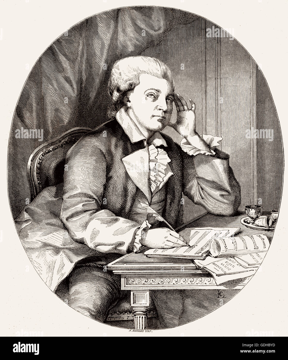 Nicolas-Alexandre Dezède, c. 1740-1798, un compositor francés. Foto de stock