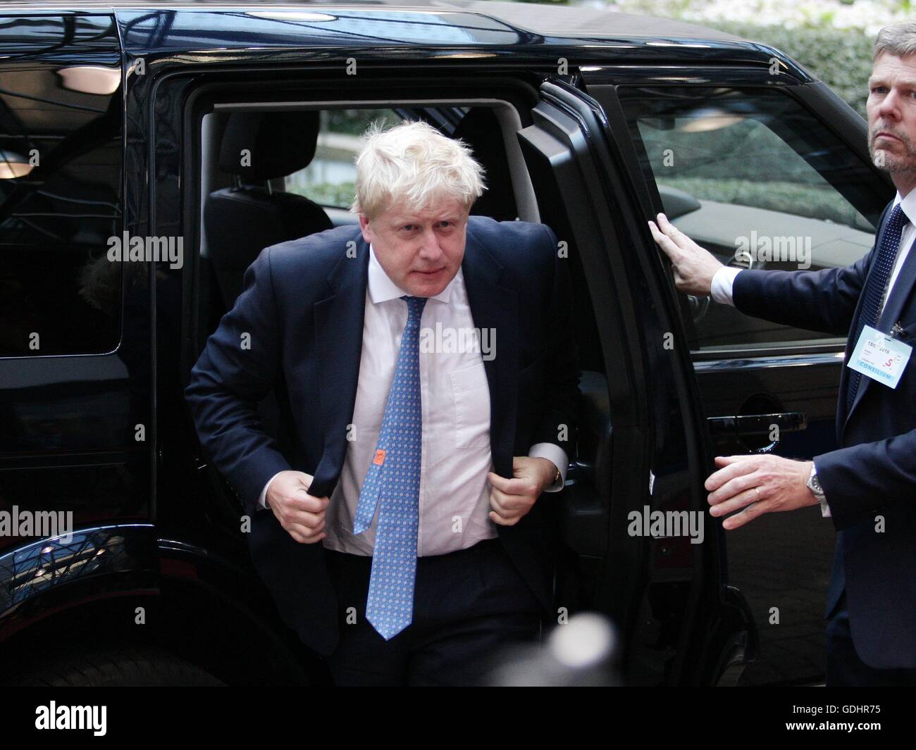 Bruselas, Bélgica. El 18 de julio, 2016. Boris Johnson llega a la reunión del Consejo de Asuntos Exteriores que tiene lugar en el Consejo Europeo. Crédito: Leonardo Hugo Cavallo/Alamy Live News Foto de stock
