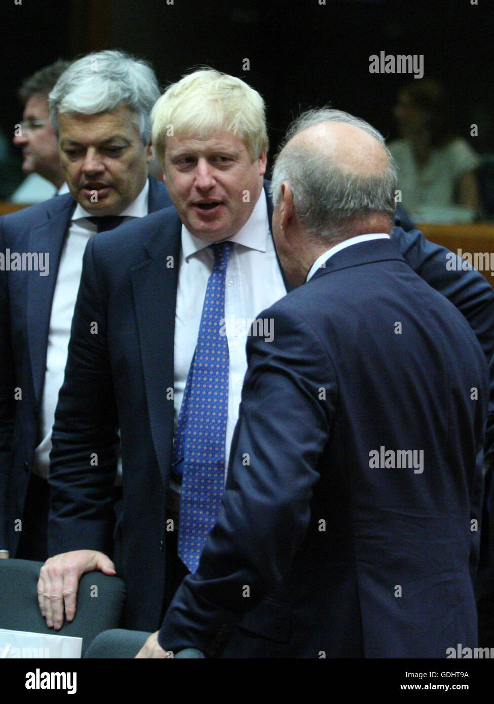 Bruselas, Bélgica. El 18 de julio, 2016. Boris Johnson, durante la mesa redonda celebrada en la Unión Conceil. Crédito: Leonardo Hugo Cavallo/Alamy Live News Foto de stock