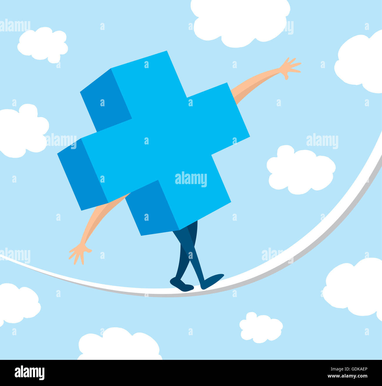 Ilustración de dibujos animados cruz salud equilibrio sobre una cadena  Fotografía de stock - Alamy