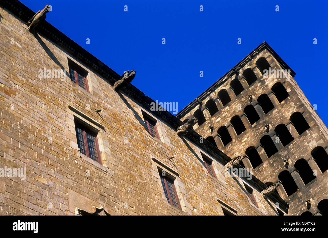 La Plaça del Rei, la plaza de la fachada del Palau del Lloctinent,. Barrio gótico, Barcelona, España Foto de stock