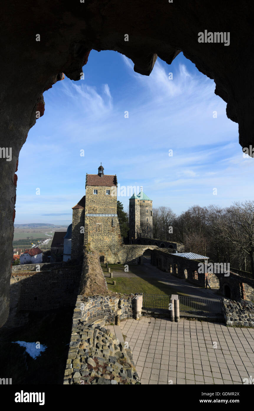 Stolpen: Castillo de Stolpen : Vista desde la torre a torre Siebenspitzenturm Seigerturm y torre Torre Cosel Johannisturm ( ), Alemania Foto de stock