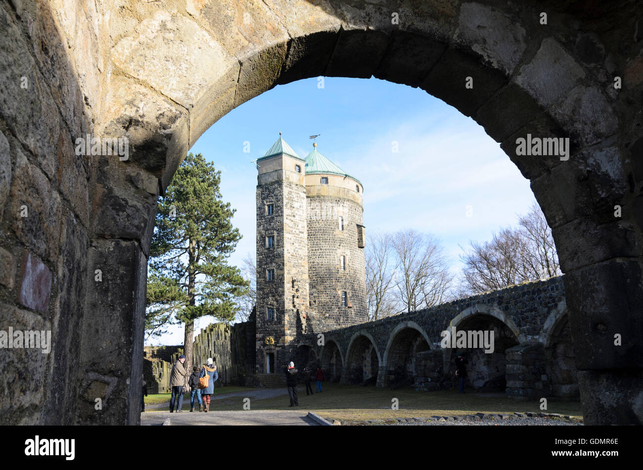 Stolpen: Castillo de Stolpen : buscando Johannis Tower (Torre Cosel ), Alemania, Sajonia, Sajonia, Foto de stock