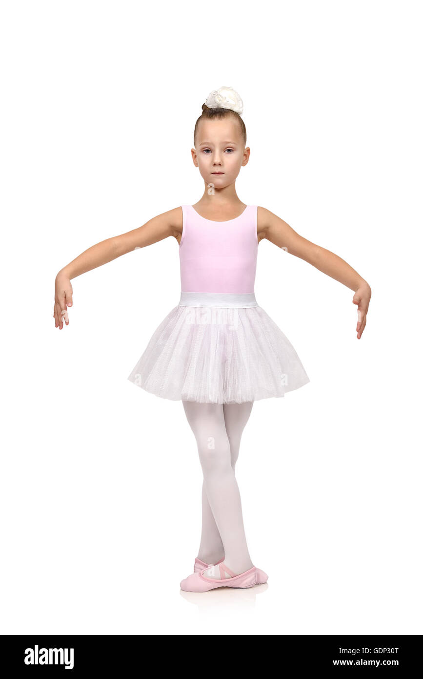 Niña danzas bailarina de ballet clásico en su tutu, aislado en blanco  Fotografía de stock - Alamy