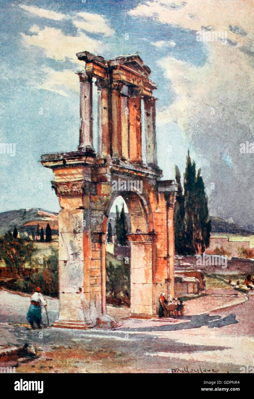 Atenas, Grecia, del Arco de Adriano, circa 1906 Foto de stock