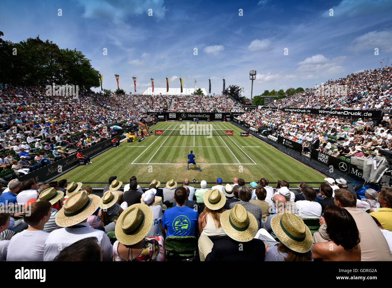 Tenis, espectadores en el centro de la cancha, Roger Federer, Sui, MercedesCup de Stuttgart, Baden-Württemberg, Alemania Foto de stock