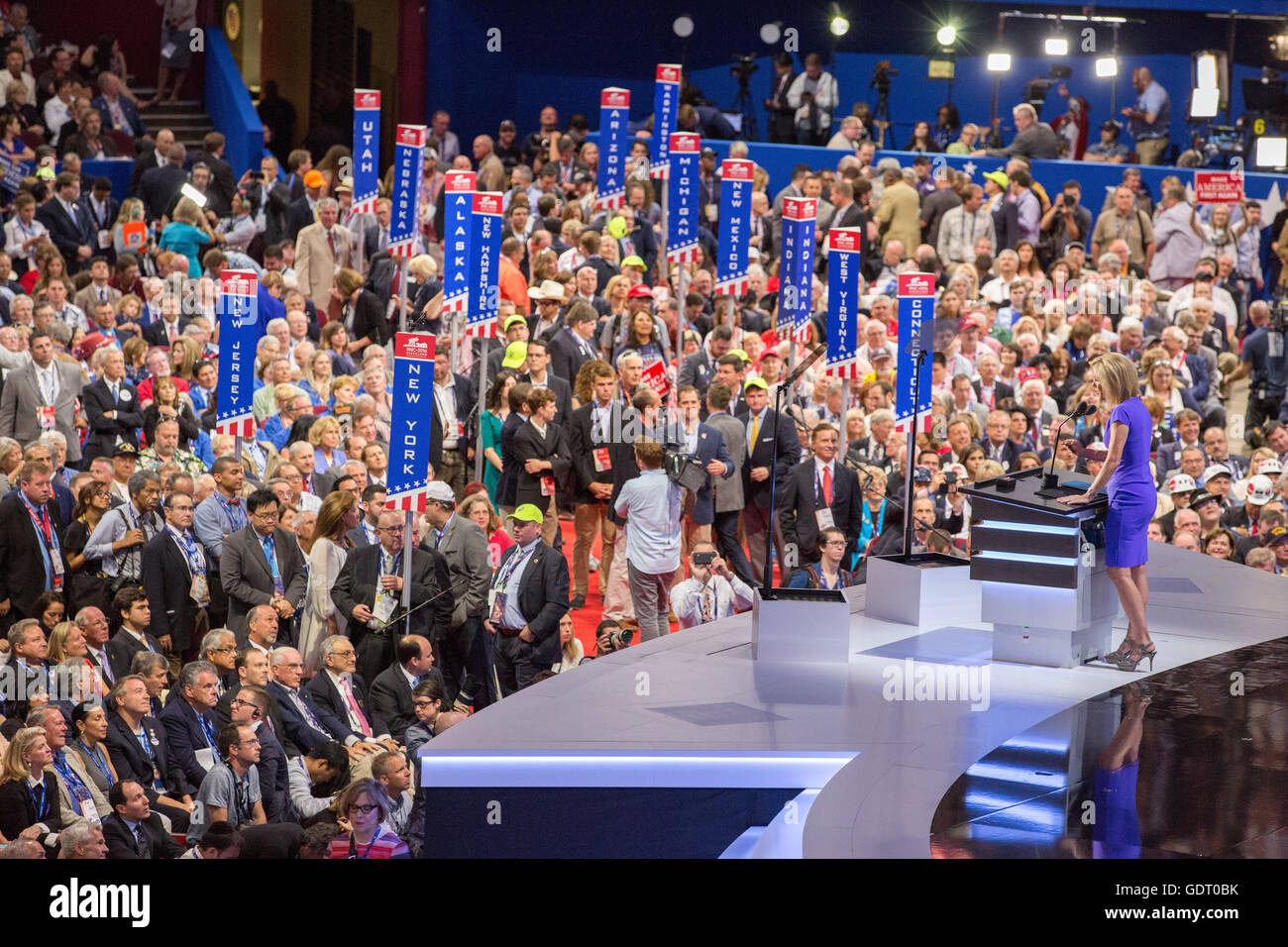 Cleveland, Ohio, EE.UU. Julio 20, 2016: Conservador talk-show host Laura Ingraham habla en la Convención Nacional Republicana. (Philip Scalia/Alamy Live News) Foto de stock