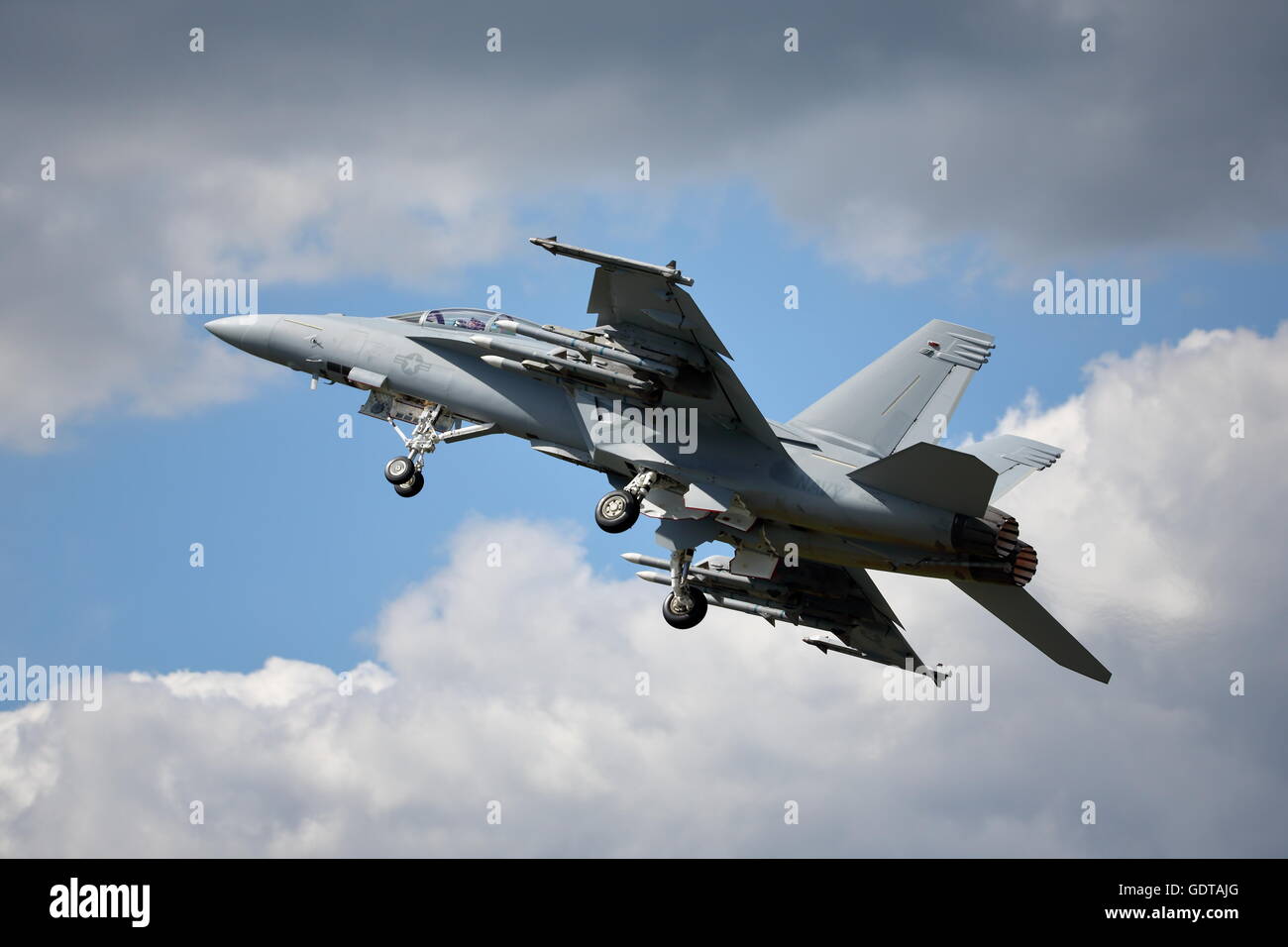 Boeing F/A-18 E/F Super Hornet en Farnborough International Air Show 2016 Foto de stock