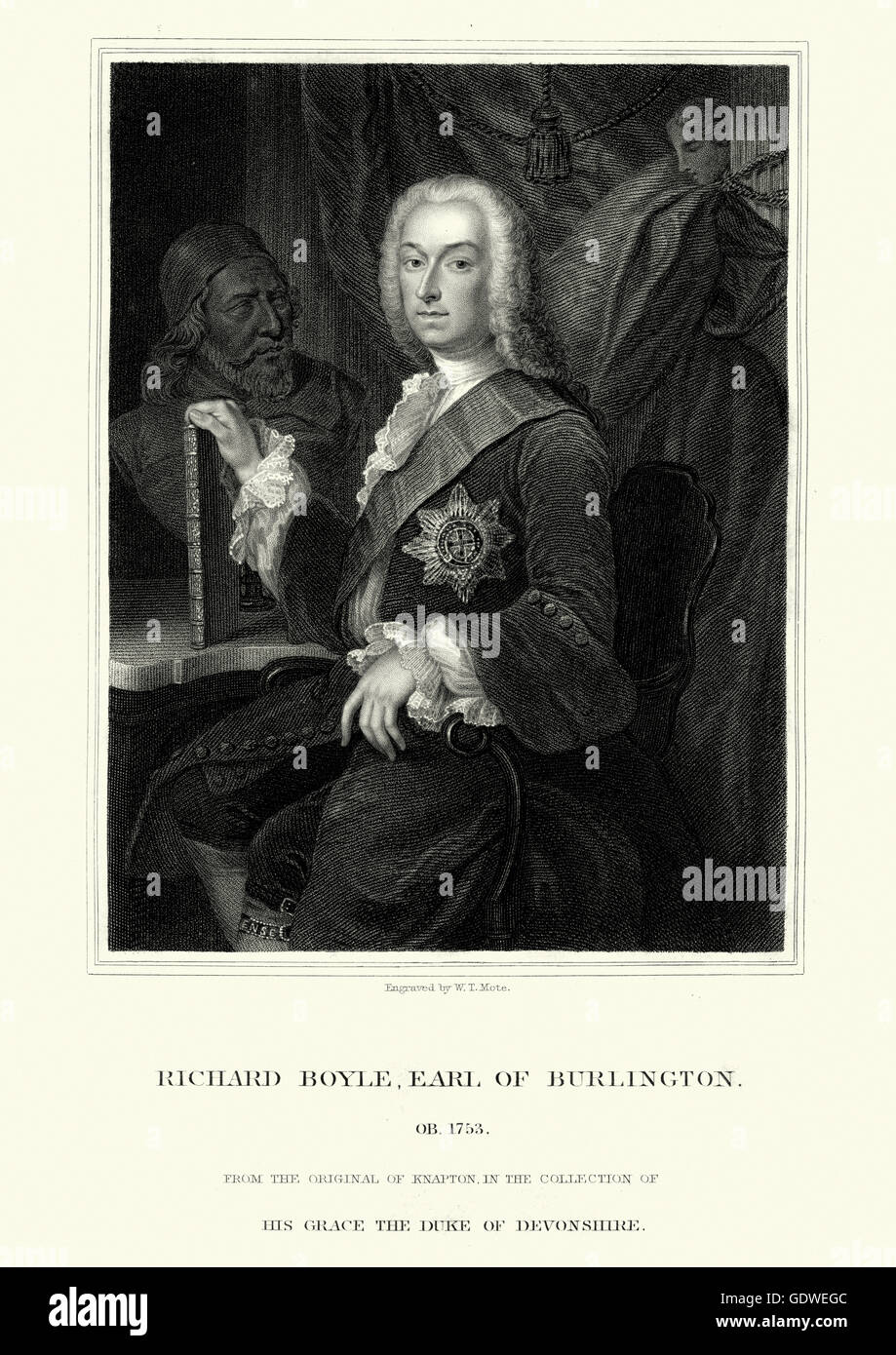 Retrato de Richard Boyle, 3er Conde de Burlington, y es recordado por traer la arquitectura palladiana a Gran Bretaña e Irlanda. Foto de stock