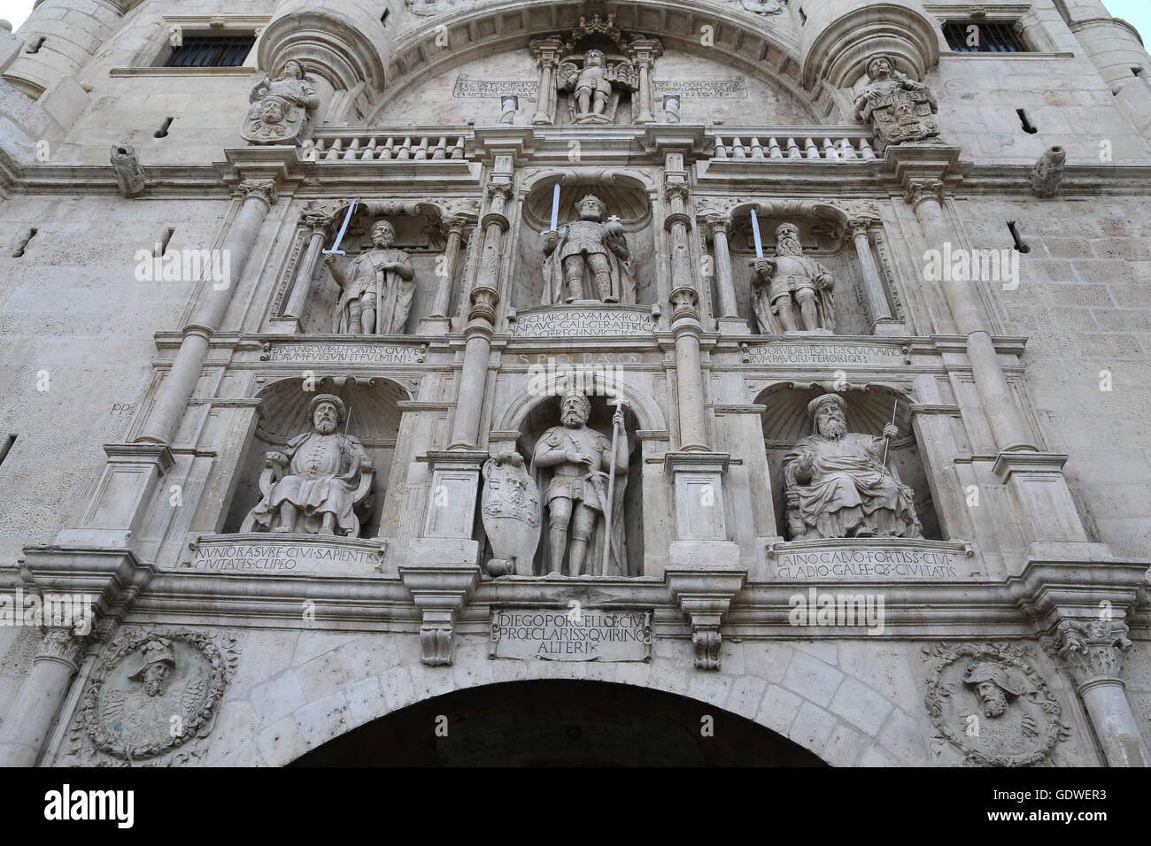 España. Burgos. Arco de Santa María. 14th-15th siglo. Detalle. Foto de stock