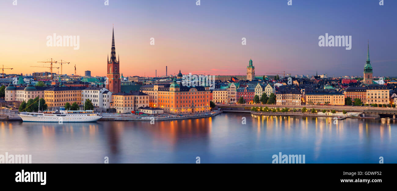 Estocolmo. imagen panorámica de Estocolmo, Suecia durante el atardecer. Foto de stock
