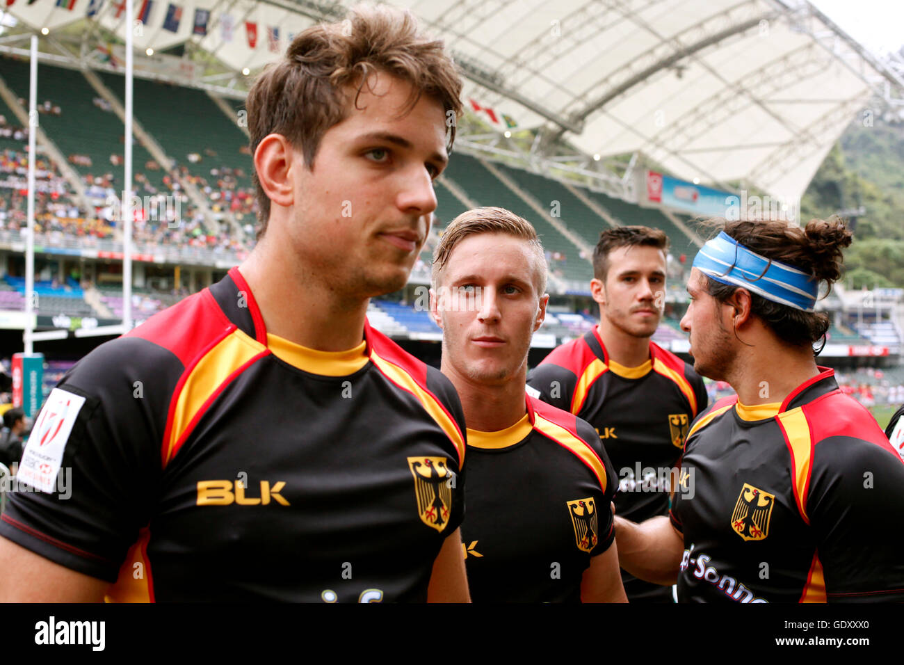 Alemán del equipo nacional de Rugby en Hong Kong Sevens 2016 Foto de stock