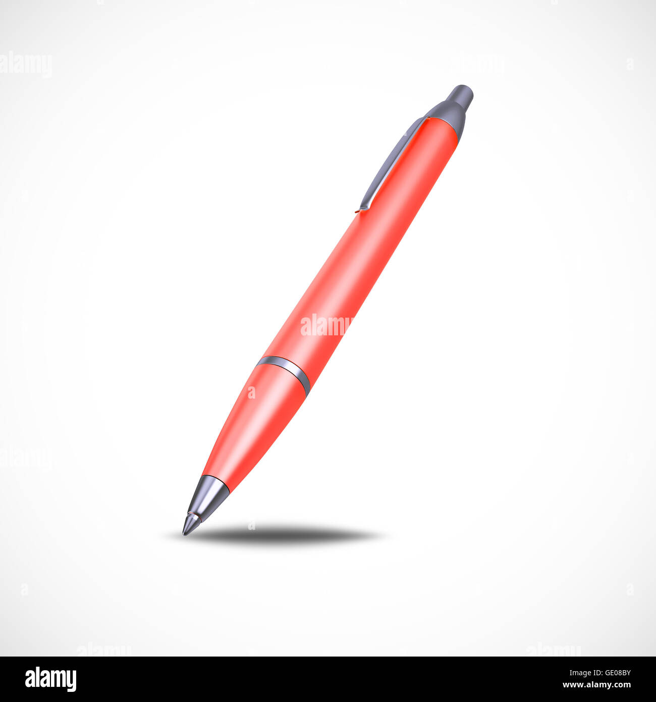 Bolígrafo rojo aislado sobre fondo blanco. Ilustración 3d Fotografía de