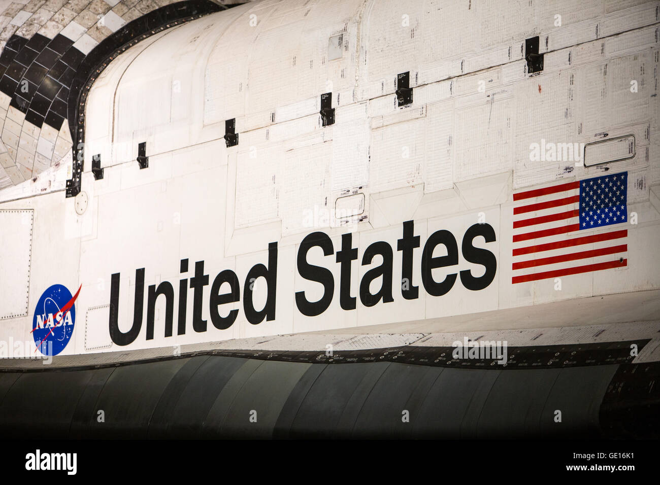 La lanzadera espacial Endeavour en el California Science Center de Los Angeles, California, 17 de agosto de 2015. Foto de stock