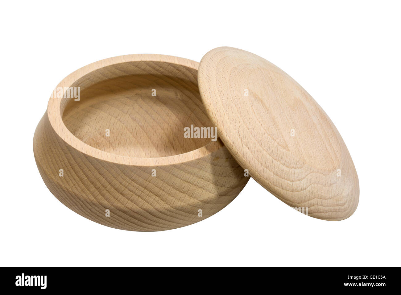 Recipiente con tapa de madera vacías sobre fondo blanco Fotografía de stock  - Alamy