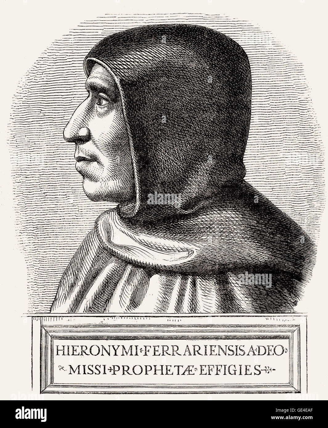 Hieronymus Girolamo Savonarola, 1452-1498, un italiano Dominico y predicador del arrepentimiento Foto de stock