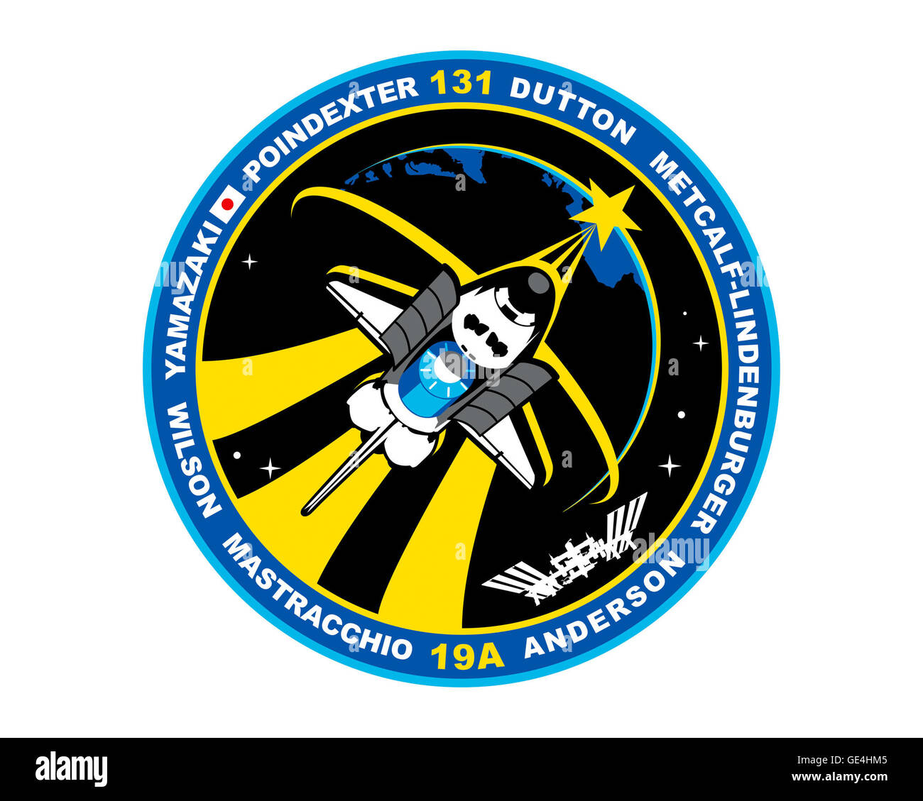 Lanzamiento: Abril 5, 2010, 6:21am EDT Desembarque: Abril 20, 2010, 9:08 am EDT, el Centro Espacial Kennedy: La tripulación del Transbordador Espacial Discovery: G. el Comandante Alan Poindexter, el piloto James P. Dutton Jr., especialistas de misión Clayton C. Anderson, Rick Mastracchio, Dorothy M. Metcalf-Lindenburger, Stephanie D. Wilson, Naoko Yamazaki durante la STS-131, Discovery entregó un módulo logístico multi-propósito lleno de ciencia racks que fueron trasladados a los laboratorios en la Estación Espacial Internacional. La misión contó con tres paseos espaciales realizados por Mastracchio y Anderson. Se sustituye un conjunto de depósito de amoníaco, retr Foto de stock