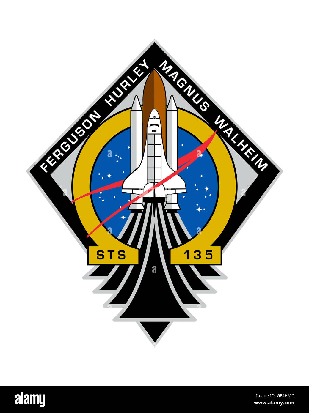 Lanzamiento: 8 de julio de 2011, 11:29 am EDT Desembarque: Julio 21, 2011, 5:57 am EDT, el Centro Espacial Kennedy: La tripulación del Transbordador Espacial Atlantis: Chris Ferguson, el piloto Doug Hurley, especialistas de misión Rex Walheim y Sandy Mangus. Durante la STS-135, el transbordador espacial Atlantis llevó el módulo logístico multipropósito Raffaello para entregar suministros, logística y piezas de repuesto para la Estación Espacial Internacional. La misión también voló un sistema para investigar las posibilidades de reabastecimiento robóticamente nave existente y devolvió un error del módulo de la bomba de amoniaco de la NASA ayuda a comprender mejor el mecanismo de falla y mejorar pu Foto de stock
