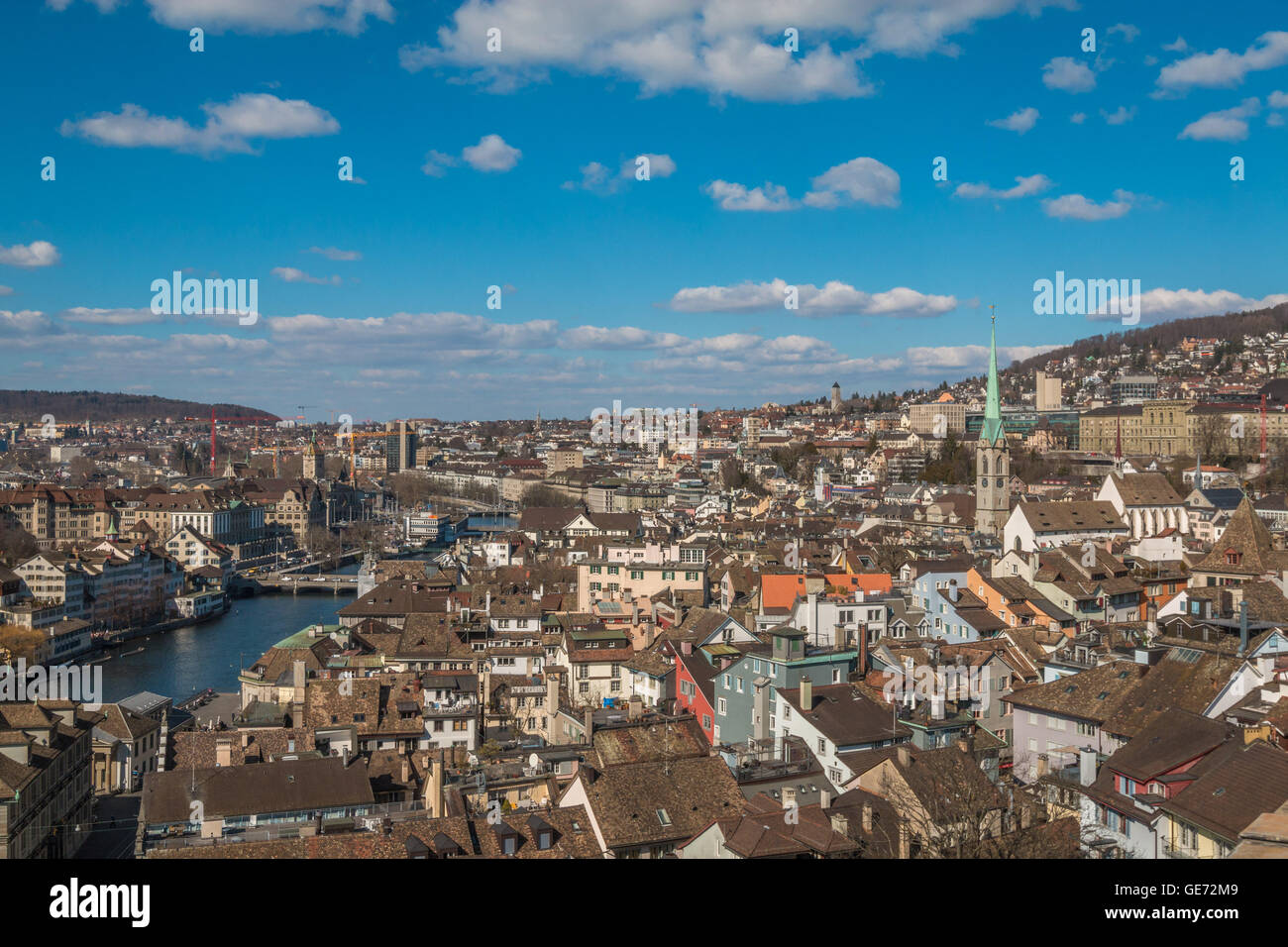 Vista panorámica de la ciudad de Zurich Foto de stock