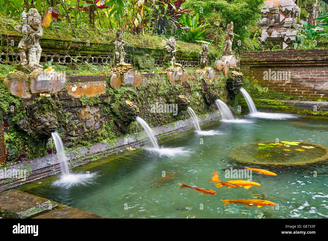 Los resortes en el santo templo Pura Gunung Kawi, Bali, Indonesia Foto de stock