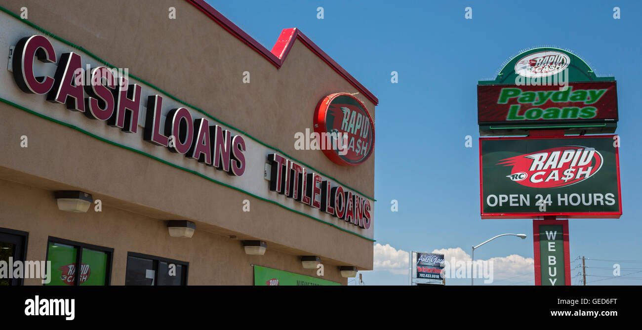 Las Vegas, Nevada - Oficina de efectivo rápido, ofreciendo a corto plazo "Payday Préstamos'. Foto de stock