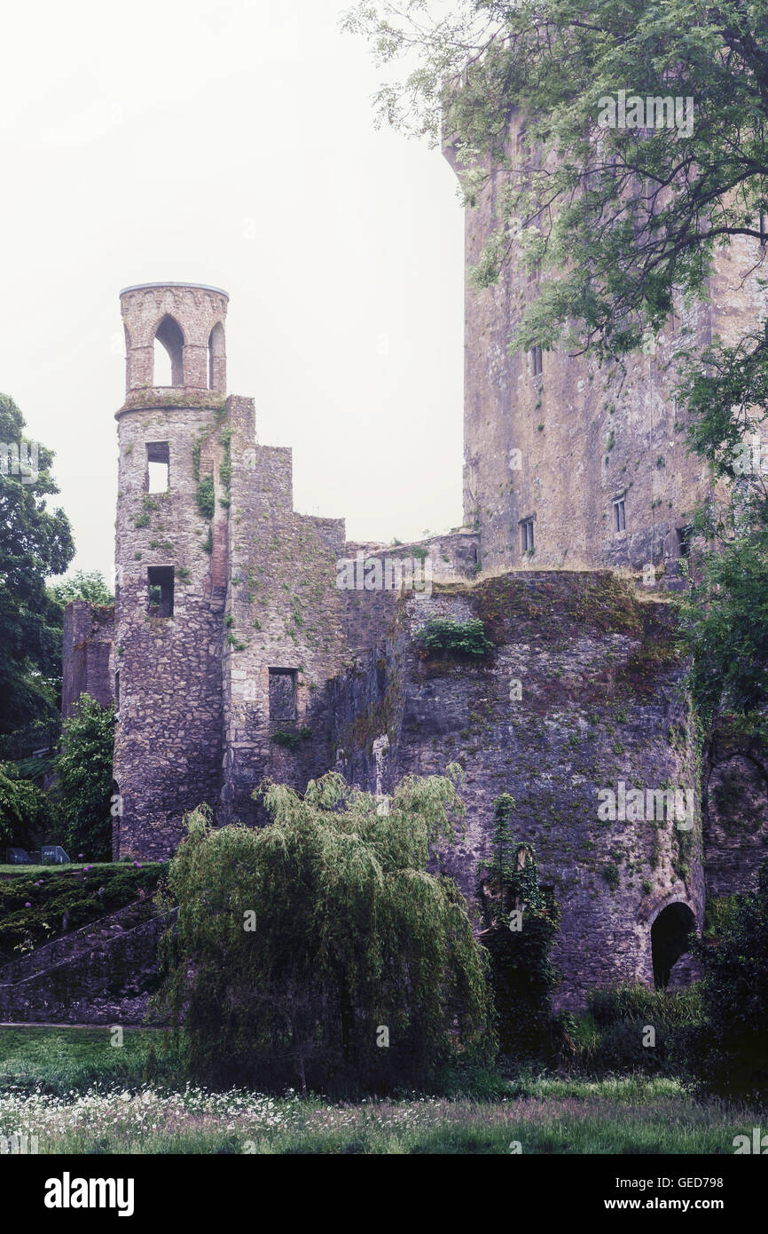 La torre de un antiguo castillo Foto de stock