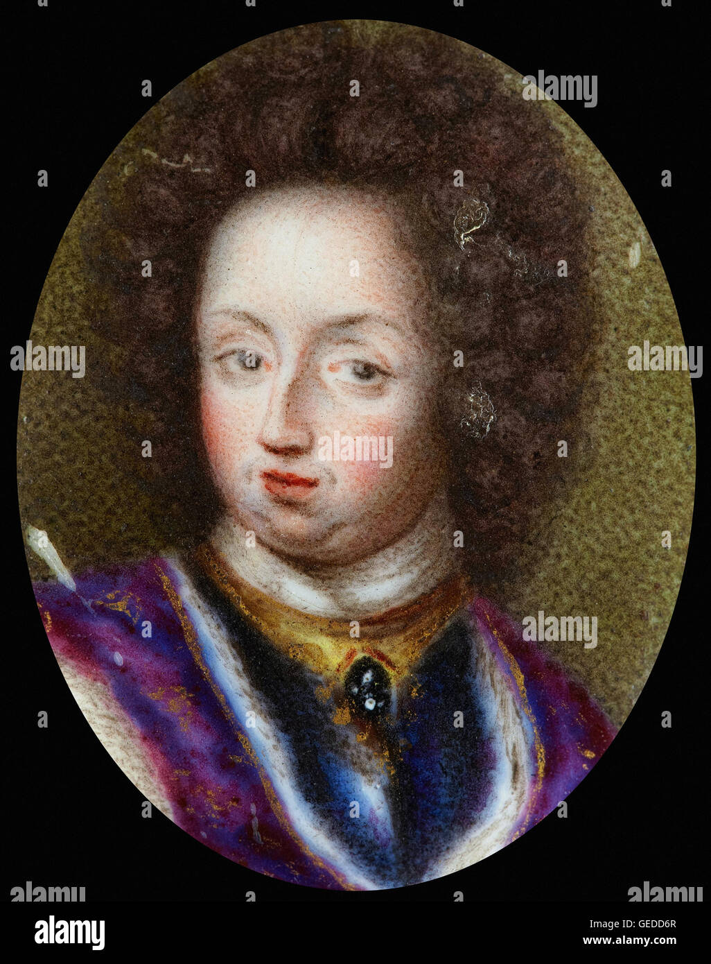 Erik Utterhielm - Miniatura retrato de Carlos XI, Rey de Suecia 1660-1697 Foto de stock