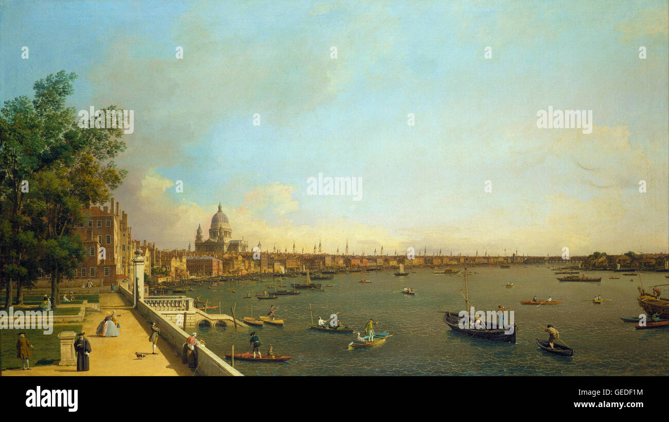 Canaletto - Londres- el Támesis desde Somerset House terraza hacia la ciudad Foto de stock