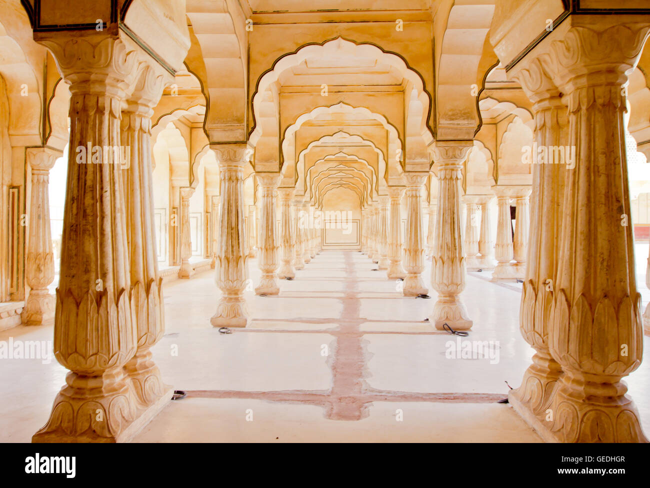 Hall en Fuerte Amber Palace en Jaipur, India Foto de stock