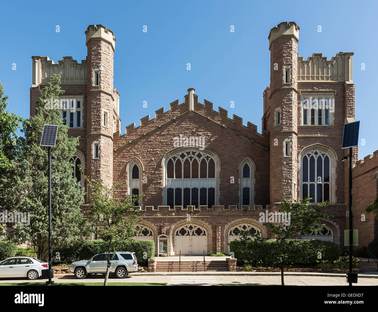 A Macky Auditorium de la Universidad de Colorado, en Boulder, Colorado, Estados Unidos. Foto de stock