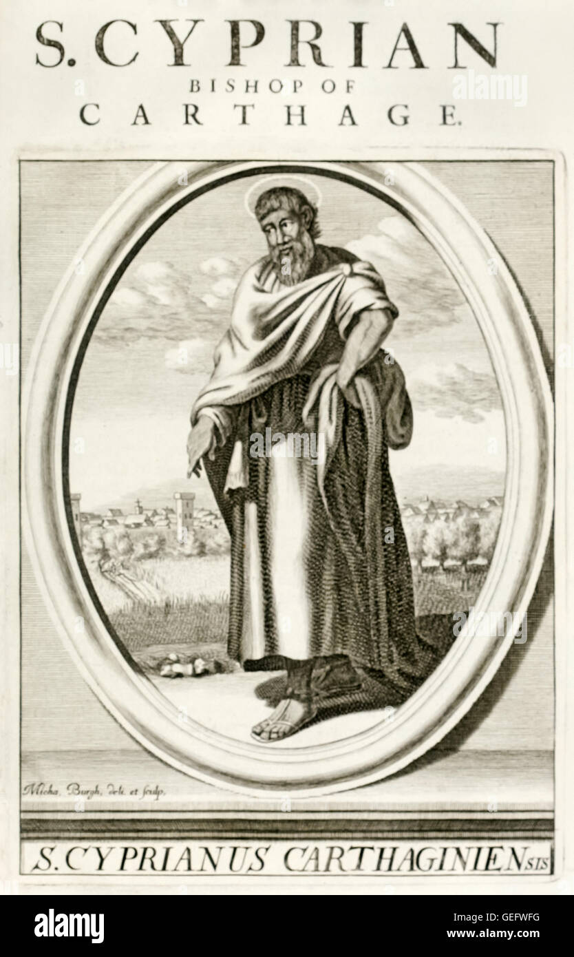 San Cipriano, obispo de Cartago (210-258), escritor cristiano temprano cuando murió mártir decapitado por la espada. Foto de stock