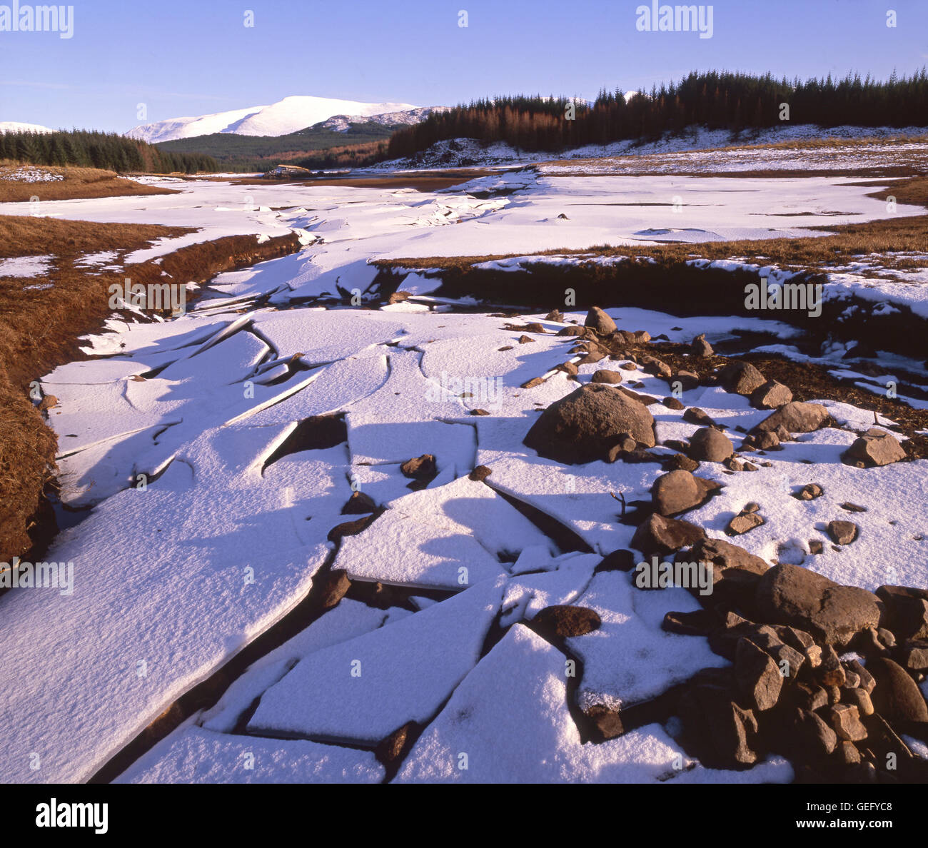 Invierno en Loch Moy, Glenspean, Inverness-shire Foto de stock