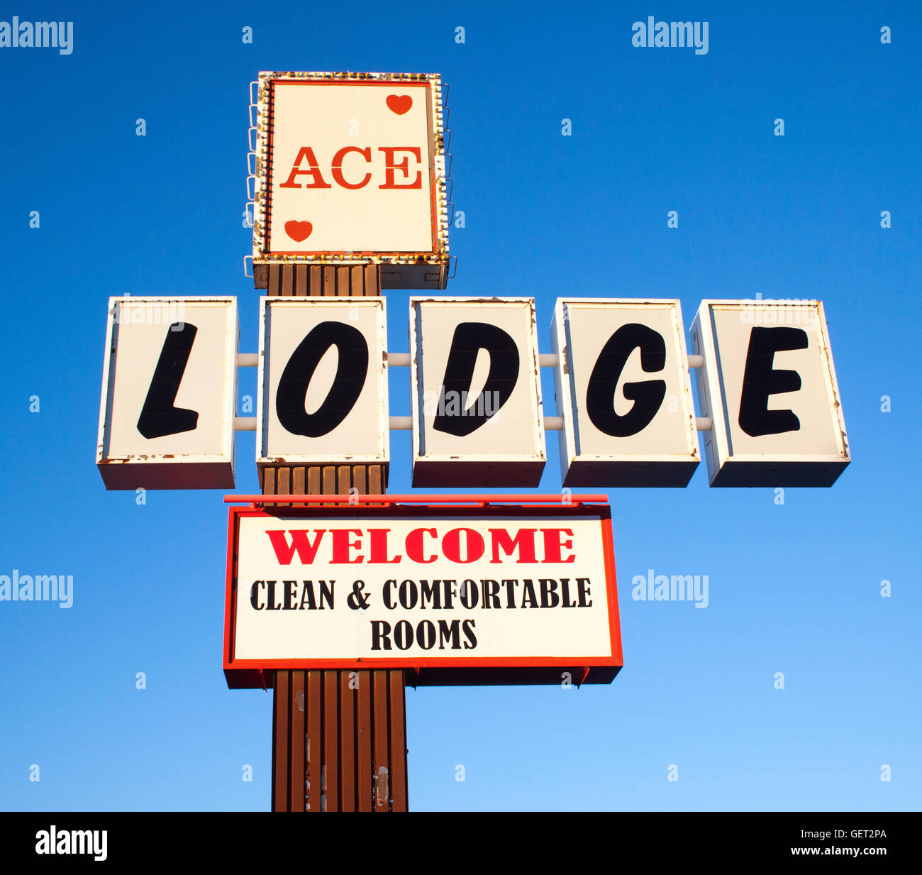 Ace Lodge Motel signo en verdad o consecuencias de Nuevo México Foto de stock