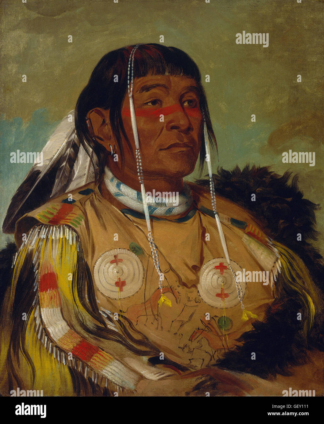 George Catlin - Sha-có-pago, los Seis, Jefe de los Llanos Ojibwa Foto de stock