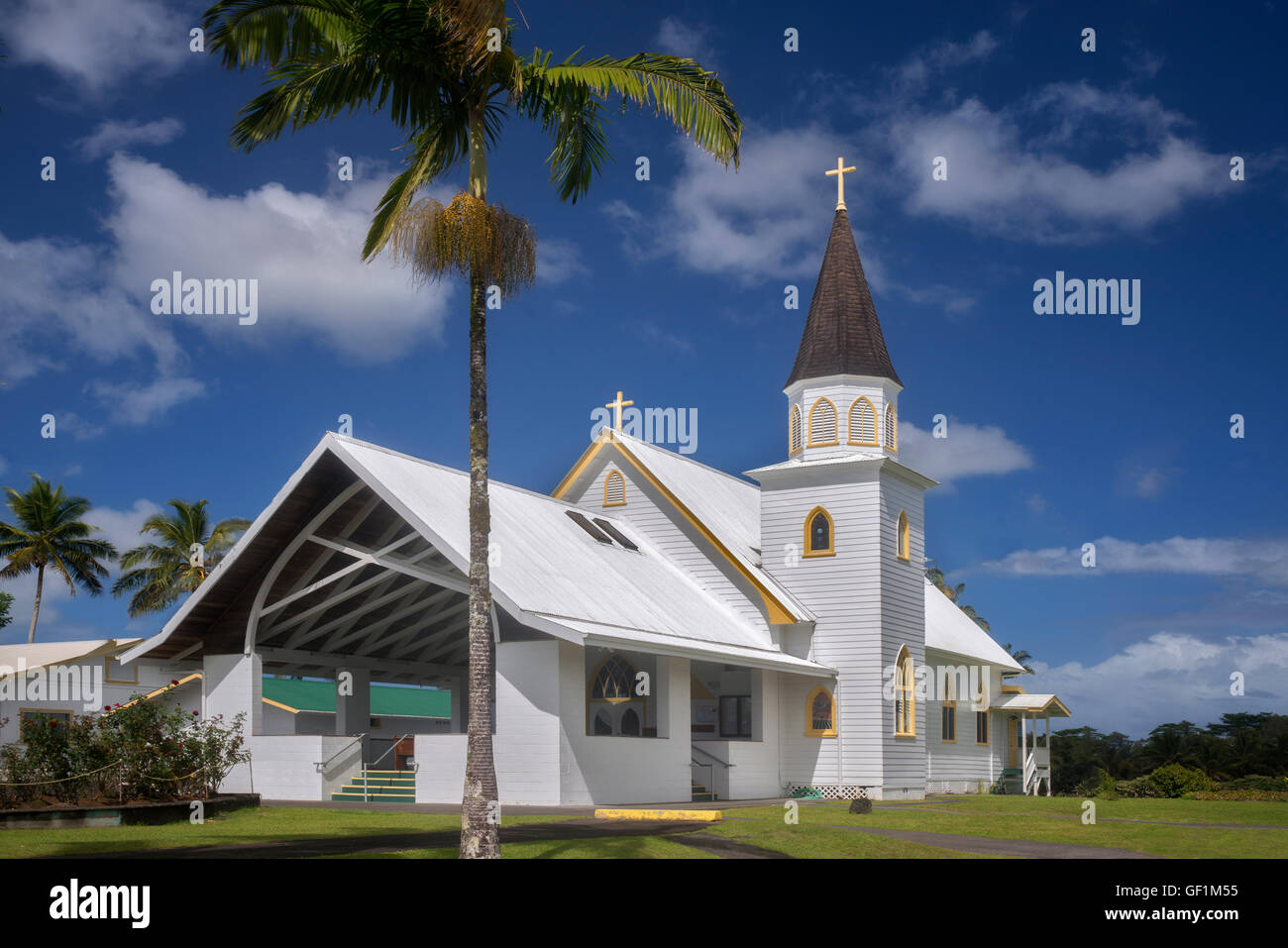Iglesia Católica del Sagrado Corazón, la isla de Hawaii Foto de stock