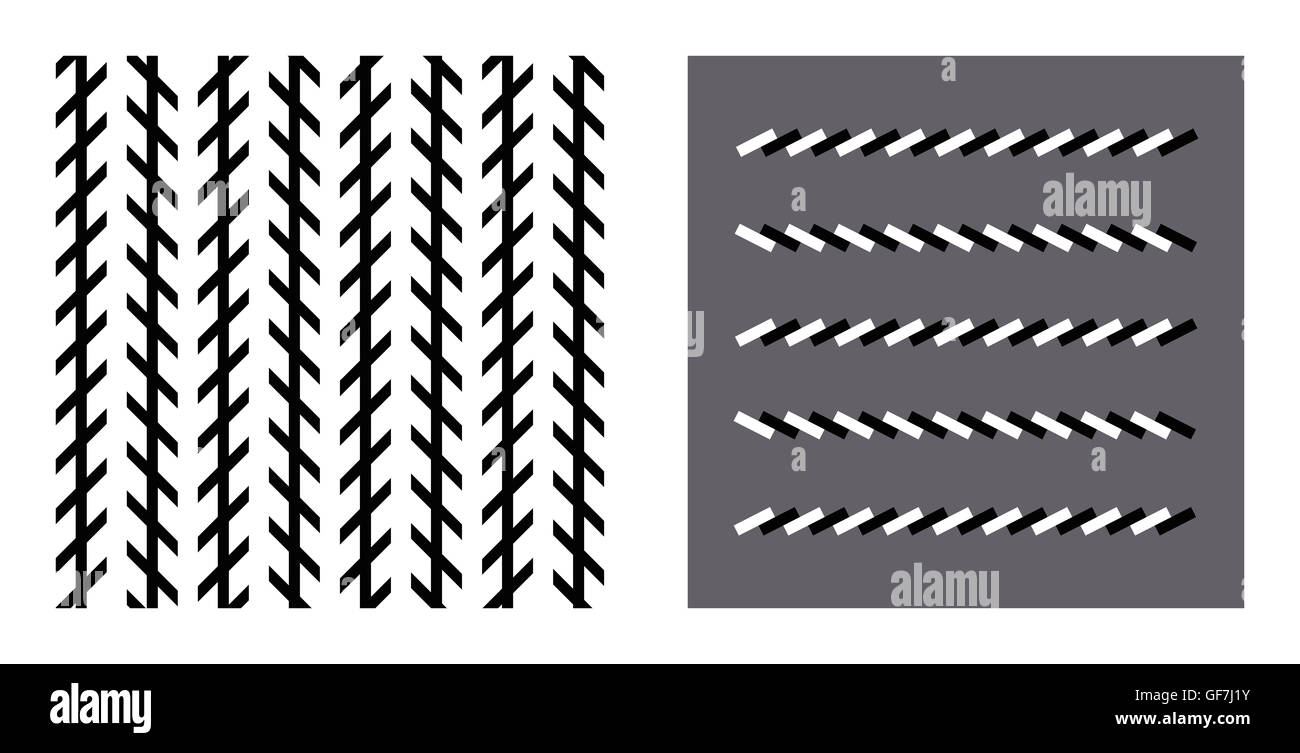 Zoellner ilusión óptica. En ambas figuras son las líneas paralelas. Foto de stock
