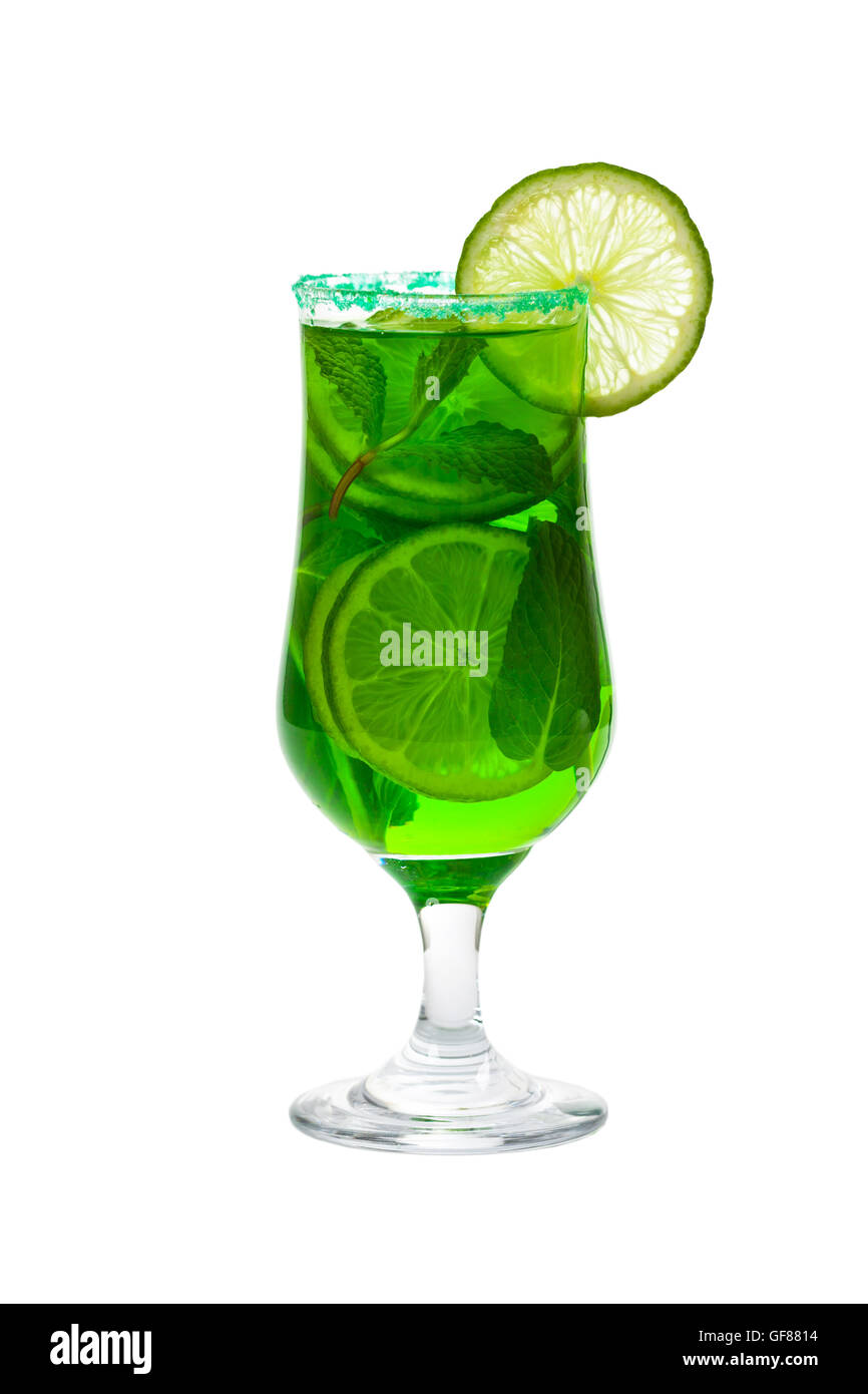 Limón y menta, beber vodka verde Foto de stock
