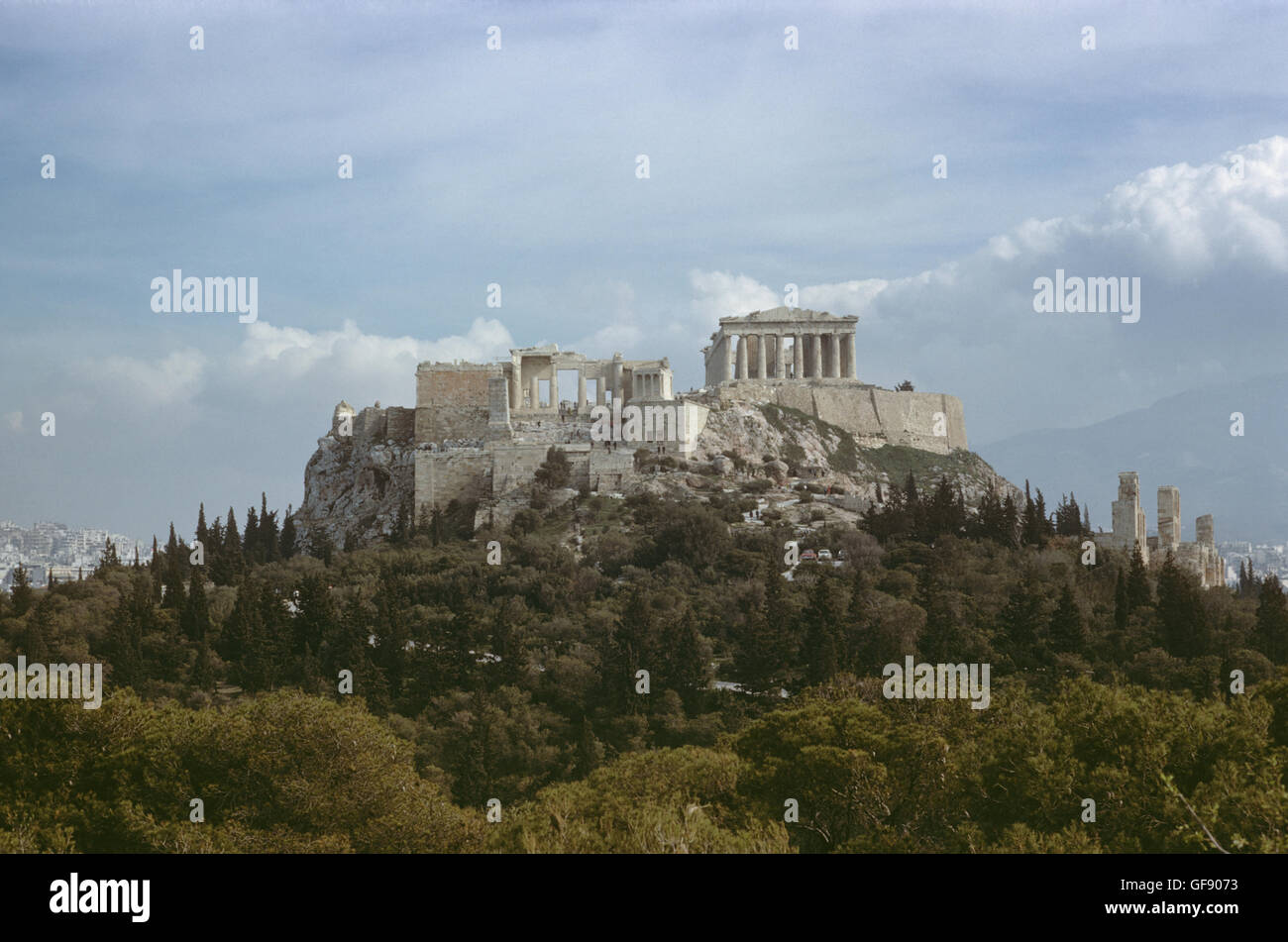 Acrópolis desde el Pnyx (Colina de las ninfas), Atenas, Grecia, 680215 024 Foto de stock