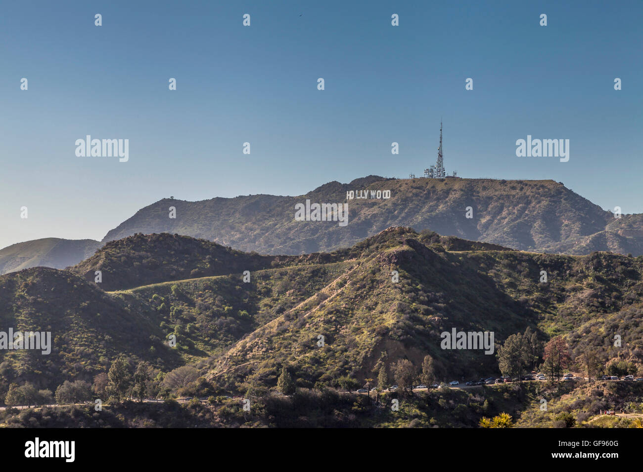 El letrero de Hollywood en el monte Lee, Hollywood Hills, Los Ángeles, California, Estados Unidos. Foto de stock