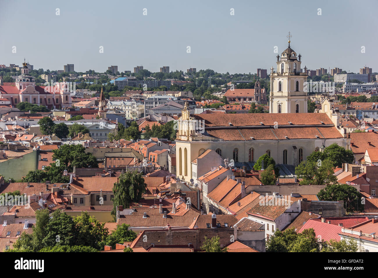 Vistas de la ciudad antigua de Vilnius Gediminas hill Foto de stock
