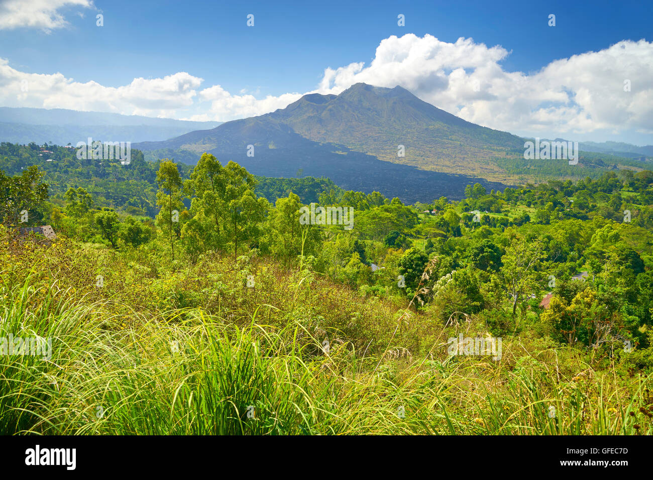 El paisaje del Volcán Gunung Batur, Bali, Indonesia Foto de stock