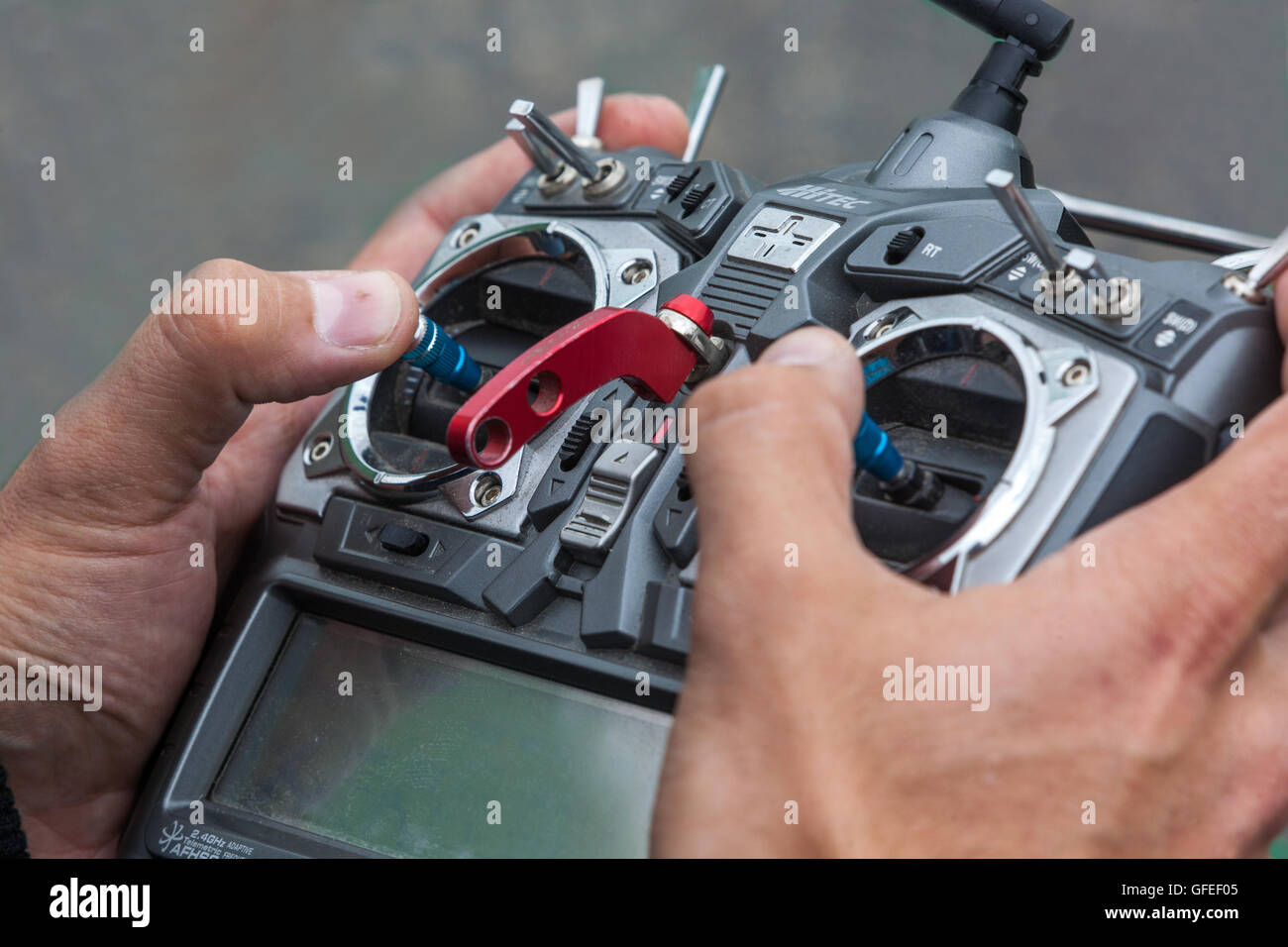 Panel de control de radio de drone Foto de stock