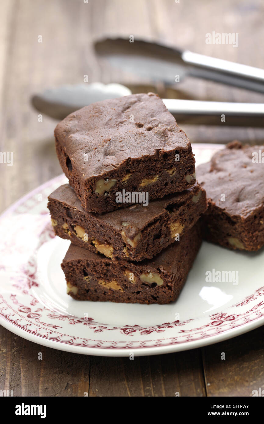 Pastel Brownie de chocolate caseras Foto de stock