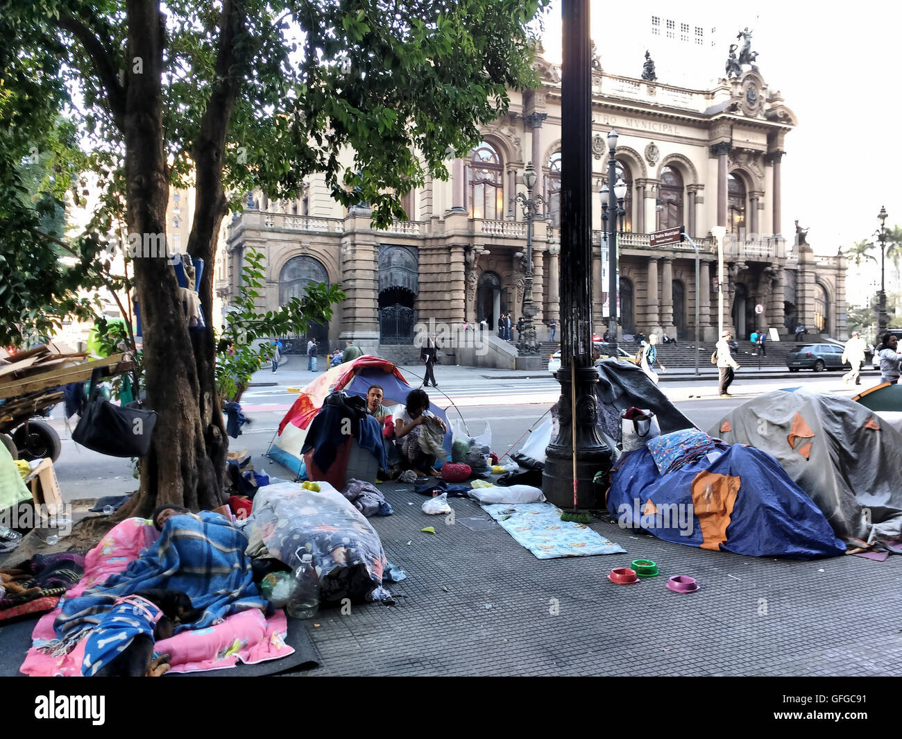 Lager von Obdachlosen im Zentrum von Sao Paulo Foto de stock