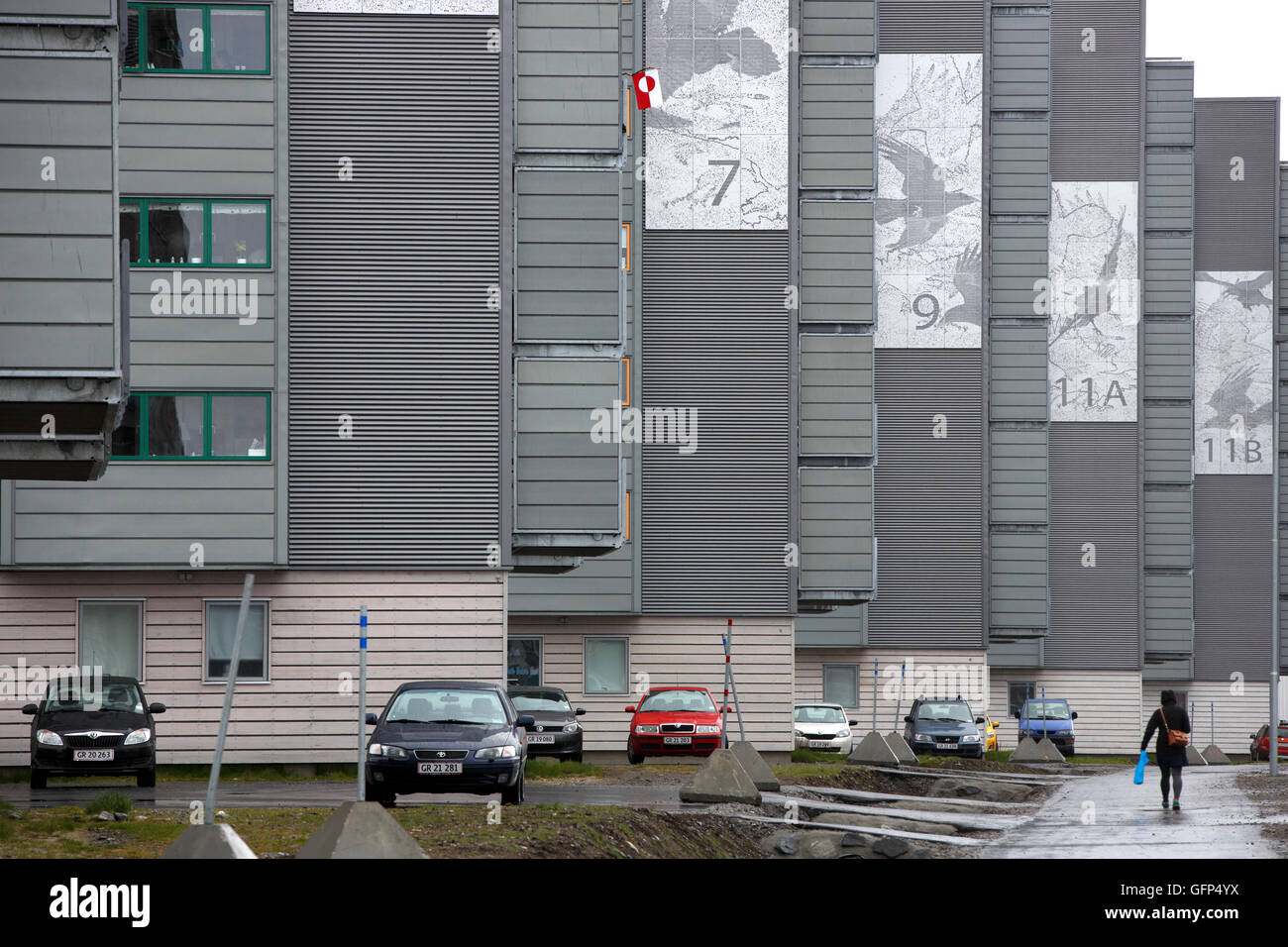 Modernos edificios de apartamentos, Nuuk (Groenlandia Foto de stock