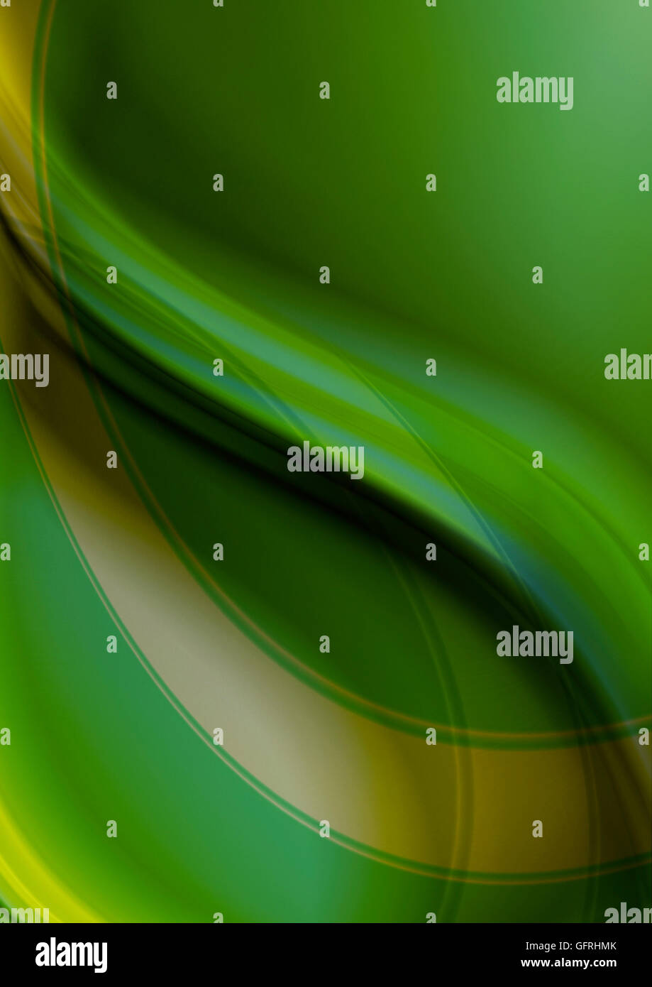 Onduladas de color amarillo verdoso con fondo amarillo y verde y tiras de curva Foto de stock