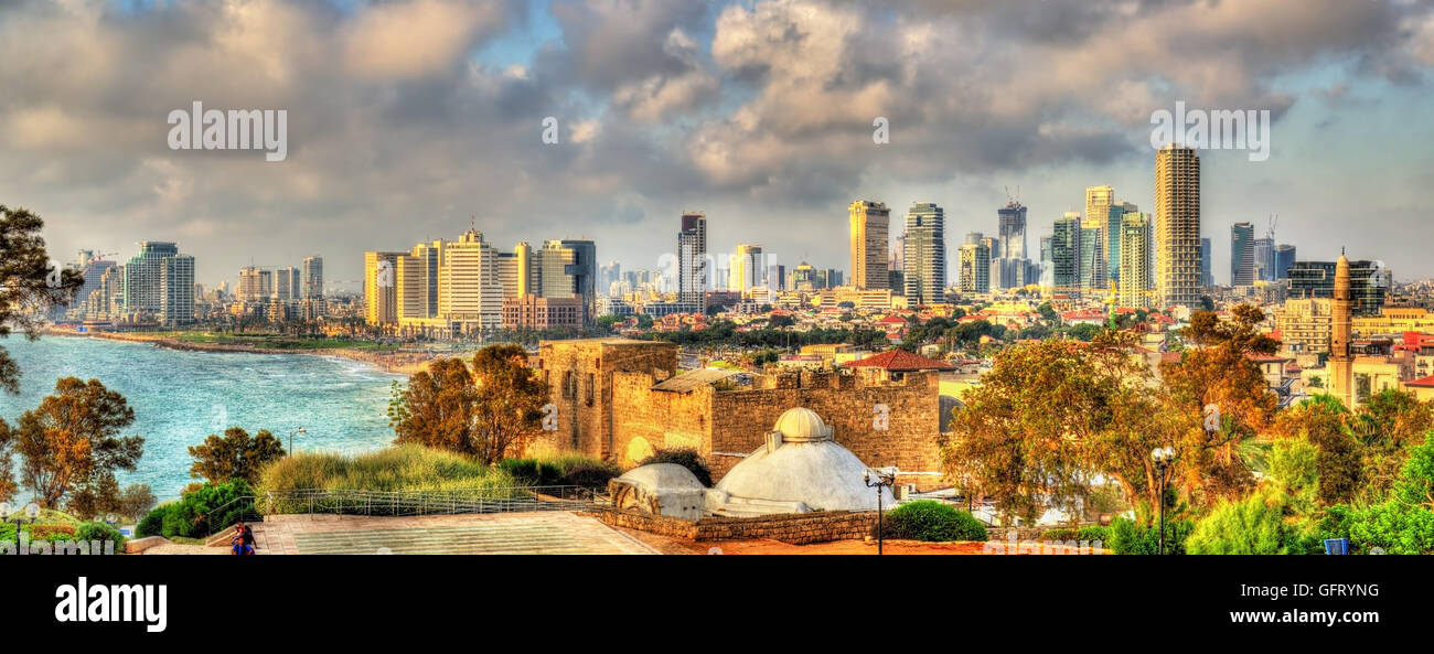 Panorama de la costa mediterránea en Tel Aviv. Foto de stock