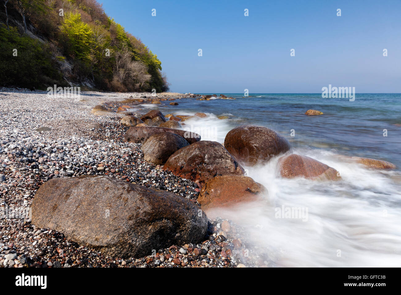 Parque Nacional Jasmund acantilado de tiza, Rügen, Alemania, Patrimonio Mundial de la Unesco. Foto de stock