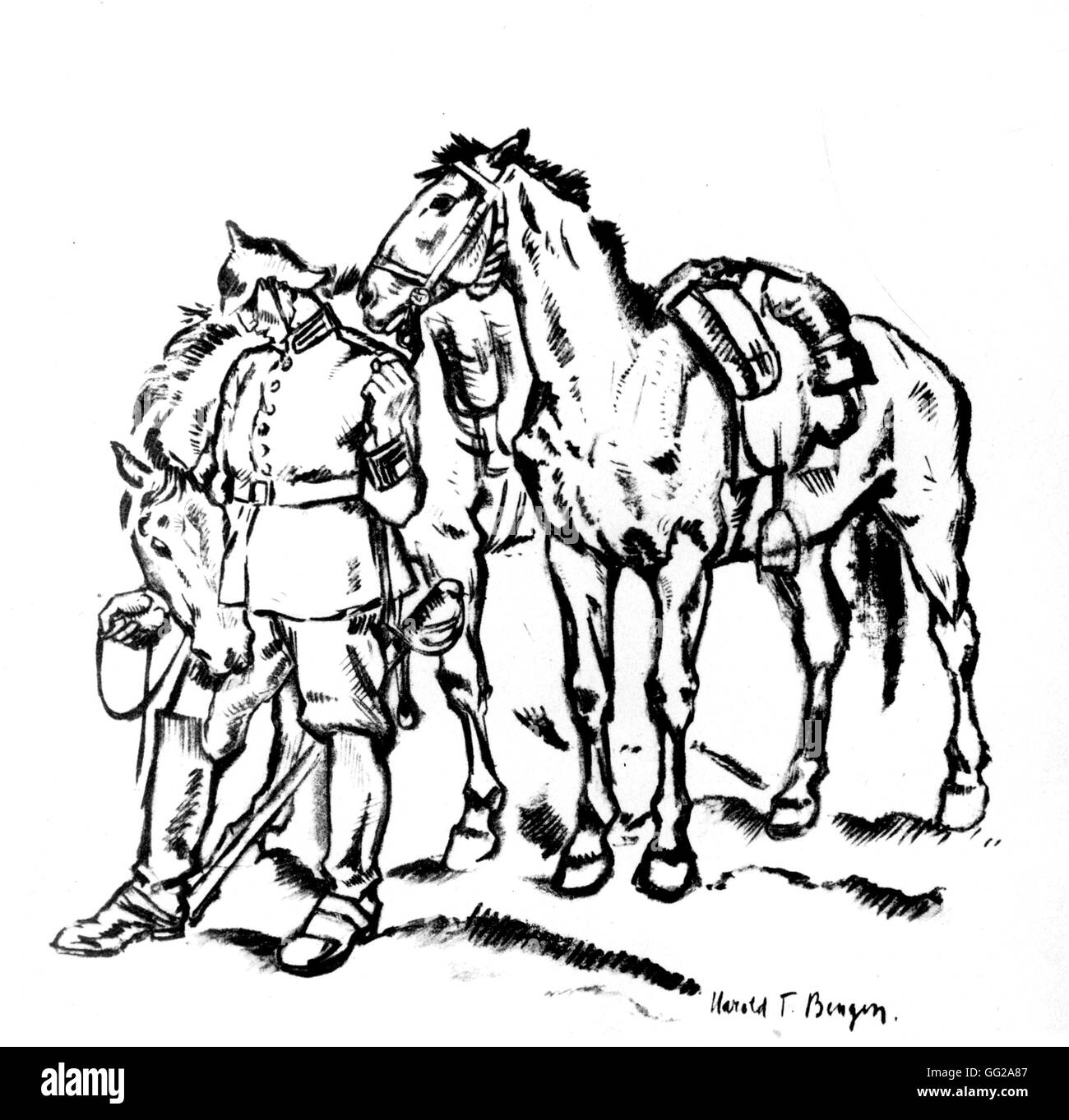 Dibujo por Harold T. Bengen en 'Wreland' Jinete 1915-1916 Alemania - La I Guerra Mundial B.D.I.C. Foto de stock